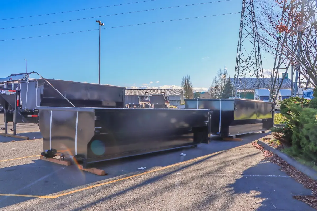 Roll-off dumpster ready for waste disposal at job site for 4 Yard Dumpster Rental in Tacoma